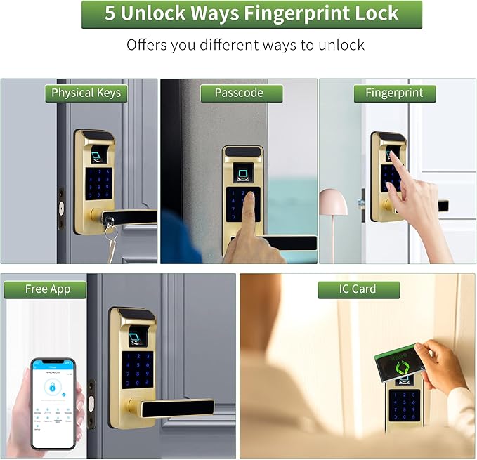 Harfo Smart Door Lock, Heavy Duty 5 in 1 Keyless Entry Door Lock, Full App - Image 5