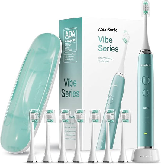 Aquasonic Vibe Series Ultra-Whitening Toothbrush – ADA Accepted Power Toothbrush by AquaSonic