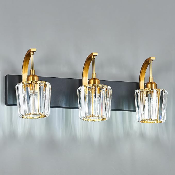 FDPBY Modern Bathroom Vanity Light, 3-Light Black Gold Wall Sconce - Image 8