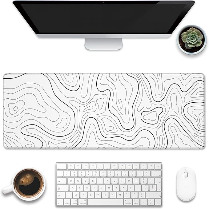 Eflxamz Desk Mat, Topographic Contour Large Gaming Mouse Pad by Eflxamz