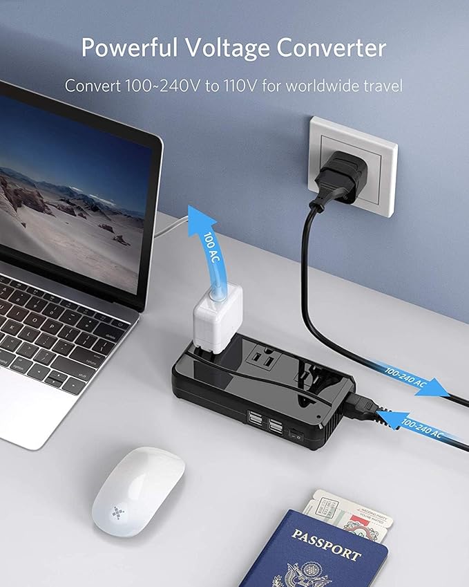 BESTEK Universal Travel Adapter 100-220V to 110V Voltage Converter 250W - Image 5