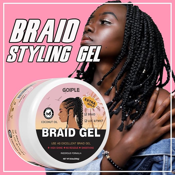 Braid Gel Good for Twist, Edge No Flake Extra Hold High Shine Braiding Gel & - Image 7