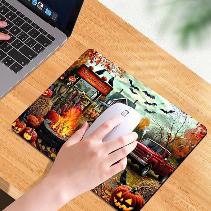 Halloween Pumpkin Lanterns Square Mouse pad, Waterproof, Anti Slip Rubber Base - Image 7