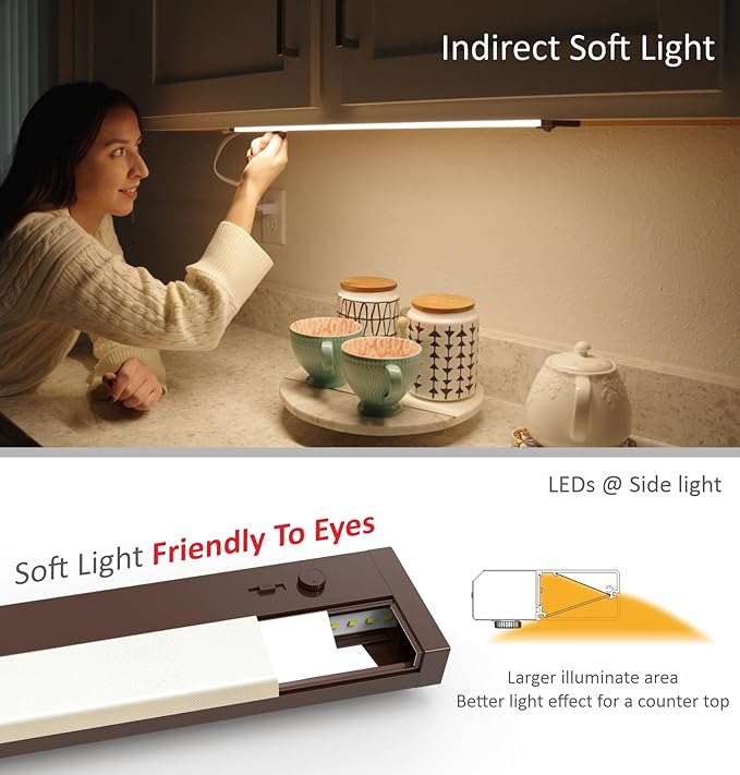Leetdud Under Cabinet Lighting Plug in or Hardwired Built-in Dimmer, 12 Inch 6W - Image 7