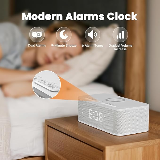 Fansbe Direct Digital Alarm Clock White Noise, Loud Digital Alarm Clocks - Image 6