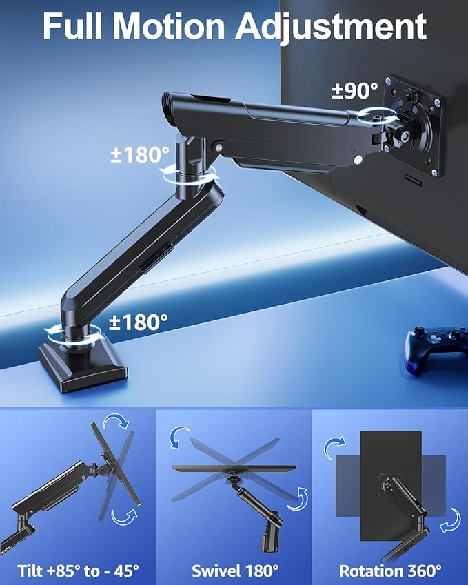Single Monitor Mount for 32 27 24 22 inch Screen, Monitor Arm Holds 4.4-22 lbs - Image 4