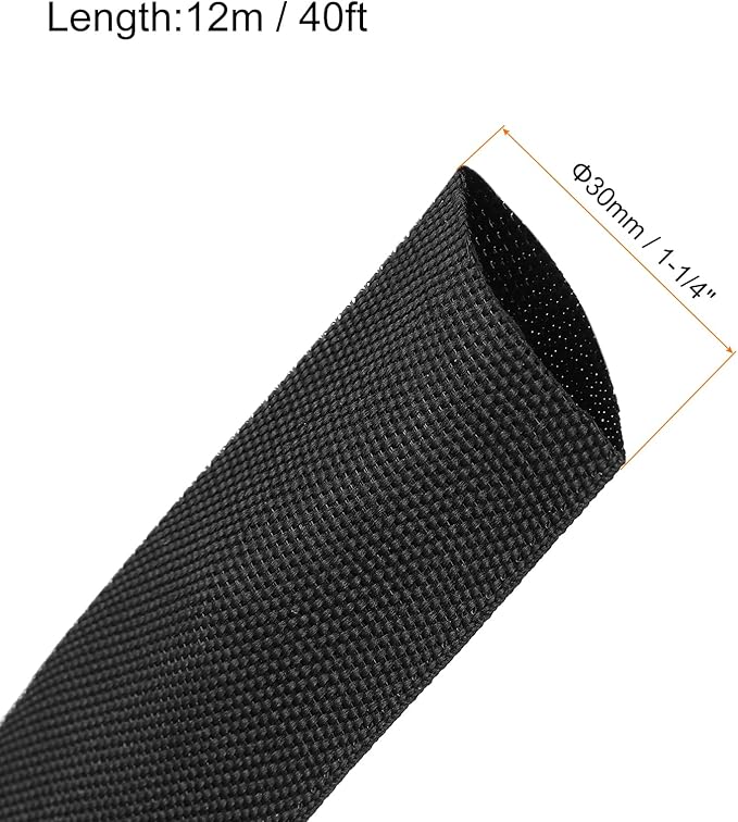 MECCANIXITY Braided Cable Sleeves Heat Shrinkable Fabric Sleeving, 1 1/4" 40ft - Image 2