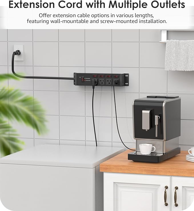 CCCEI Heavy Duty Surge Protector Power Strip 20 Amp Individual Switches. 15FT - Image 5