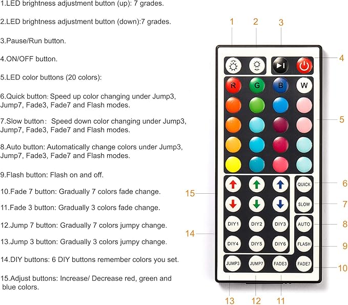 DAYBETTER Led Lights 2 Ports 44 Key Remote Control, Dimmer - Image 8