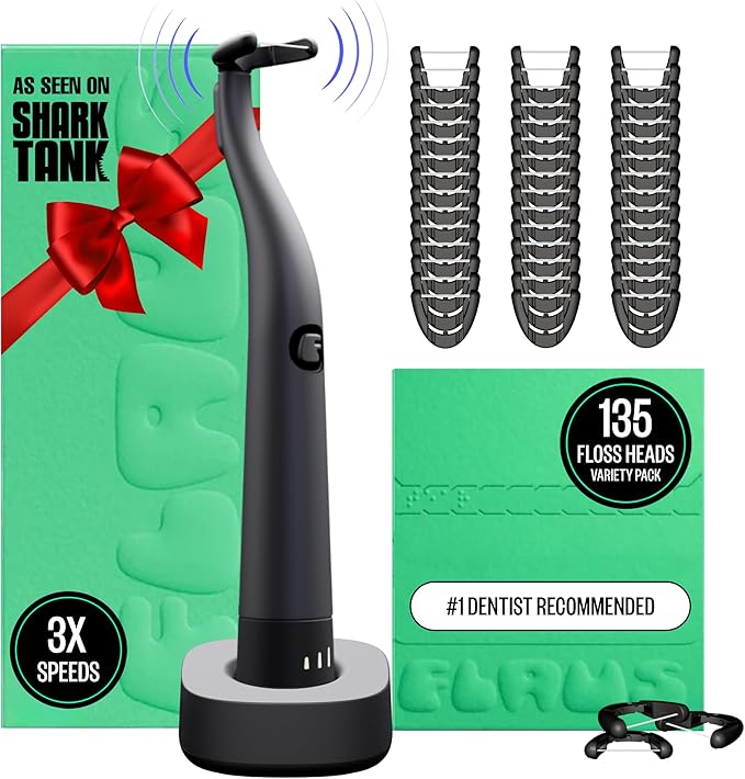 FLAUS Electric Flosser 3 Speeds + 135 Refill Heads Variety Pack Water Flosser by FLAUS
