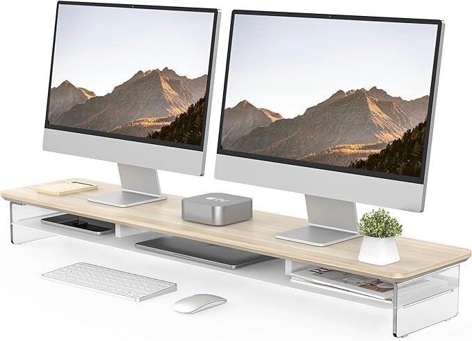 Fenge Acrylic Monitor Stand Riser, 42.5 Inches Dual Monitor Stand by Fenge