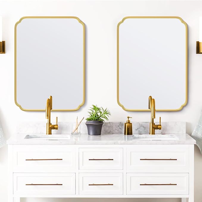 28"x36" Gold Bathroom Mirror - Image 8