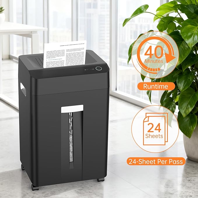 24-Sheet Cross Cut P-4 Security Paper Shredder - Image 4