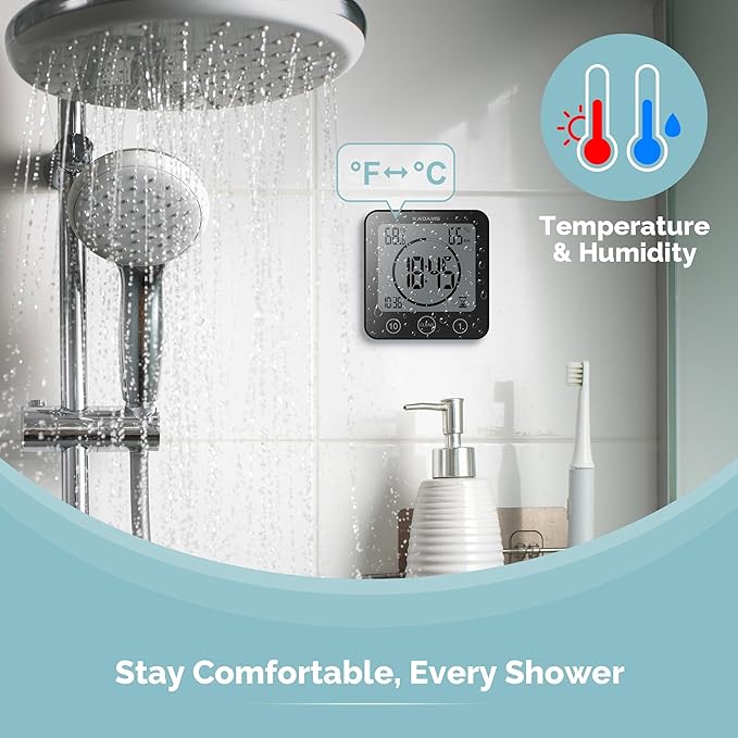 KADAMS Shower Clock Waterproof Bathroom Timer – Digital Wall Clock - Image 5