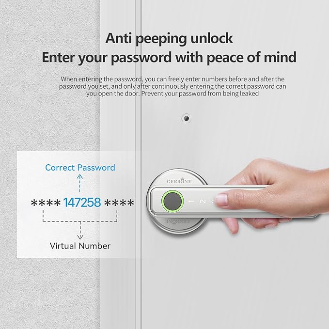 GEKRONE Fingerprint Smart Lever Lock TUYA APP Control Keyless Entry Bluetooth - Image 4
