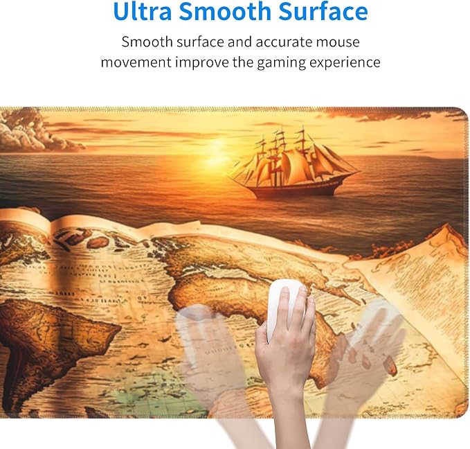 Antique World Map Extended Big Mouse Pad Large, XL Gaming Mouse Pad Desk Pad - Image 5