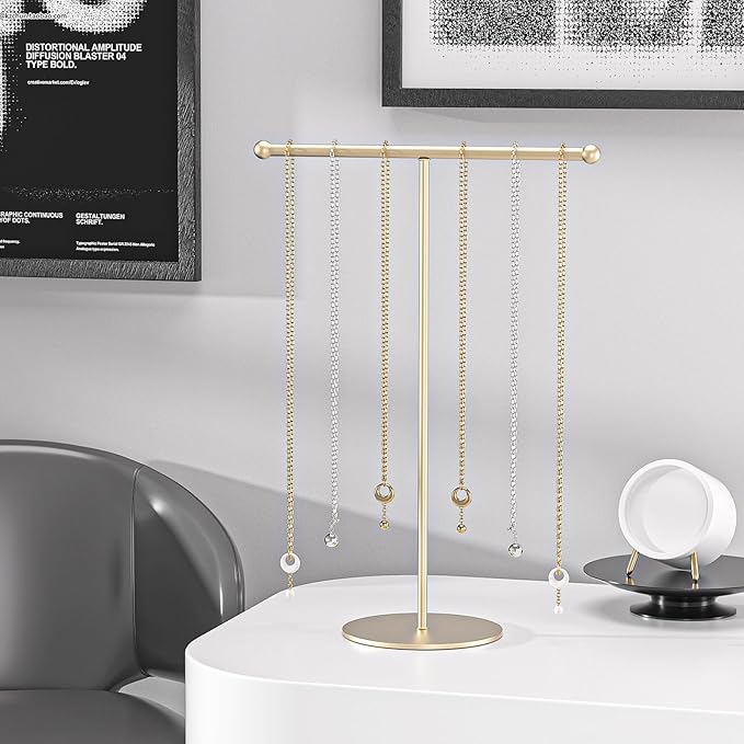 Justsoso Metal T-Bar Necklace Holder Stand, Necklace Hanging Display Stand - Image 5