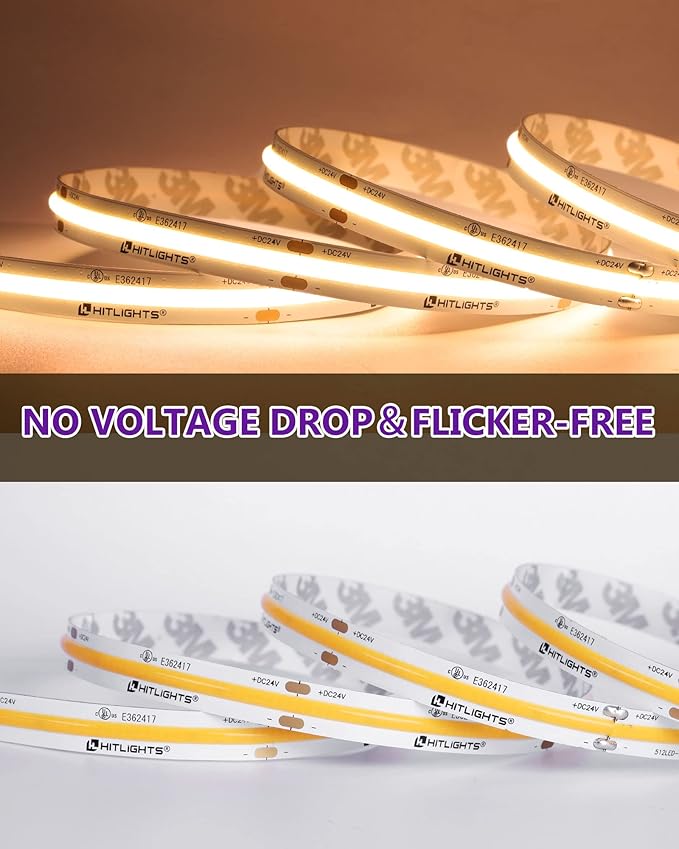 HitLights COB LED Strip Lights Warm White 3000K, 16.4ft Premium High Density - Image 8