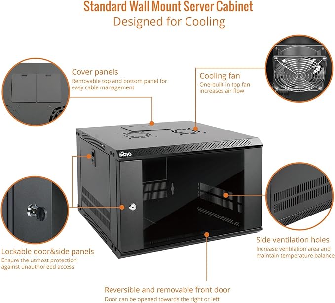Tecmojo 6U Wall Mount Server Cabinet IT Network Rack Enclosure Lockable Door - Image 3