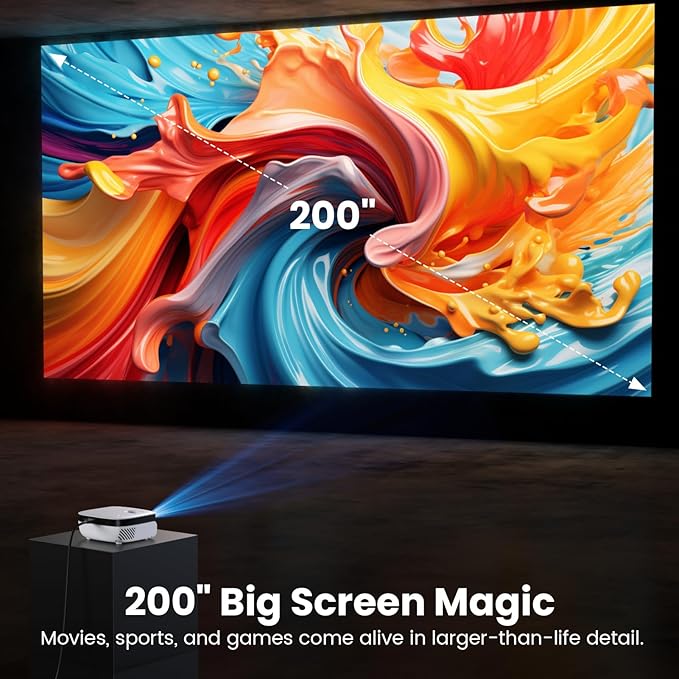 Mini Projector, NICPOW Upgrade Portable Outdoor Movie Projector, 1080P and 200" - Image 3