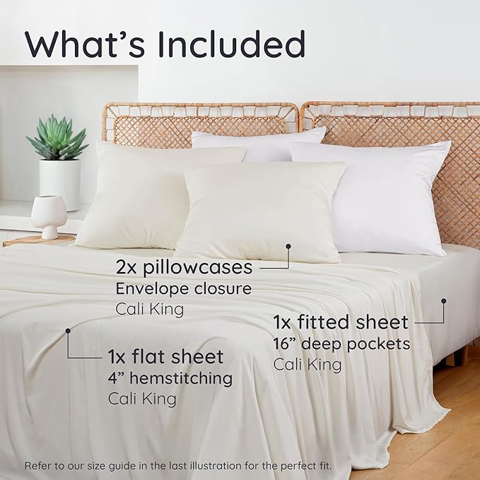 Bambaw 100% Viscose Derived from Bamboo Sheets California King Size Set – 4pcs - Image 2