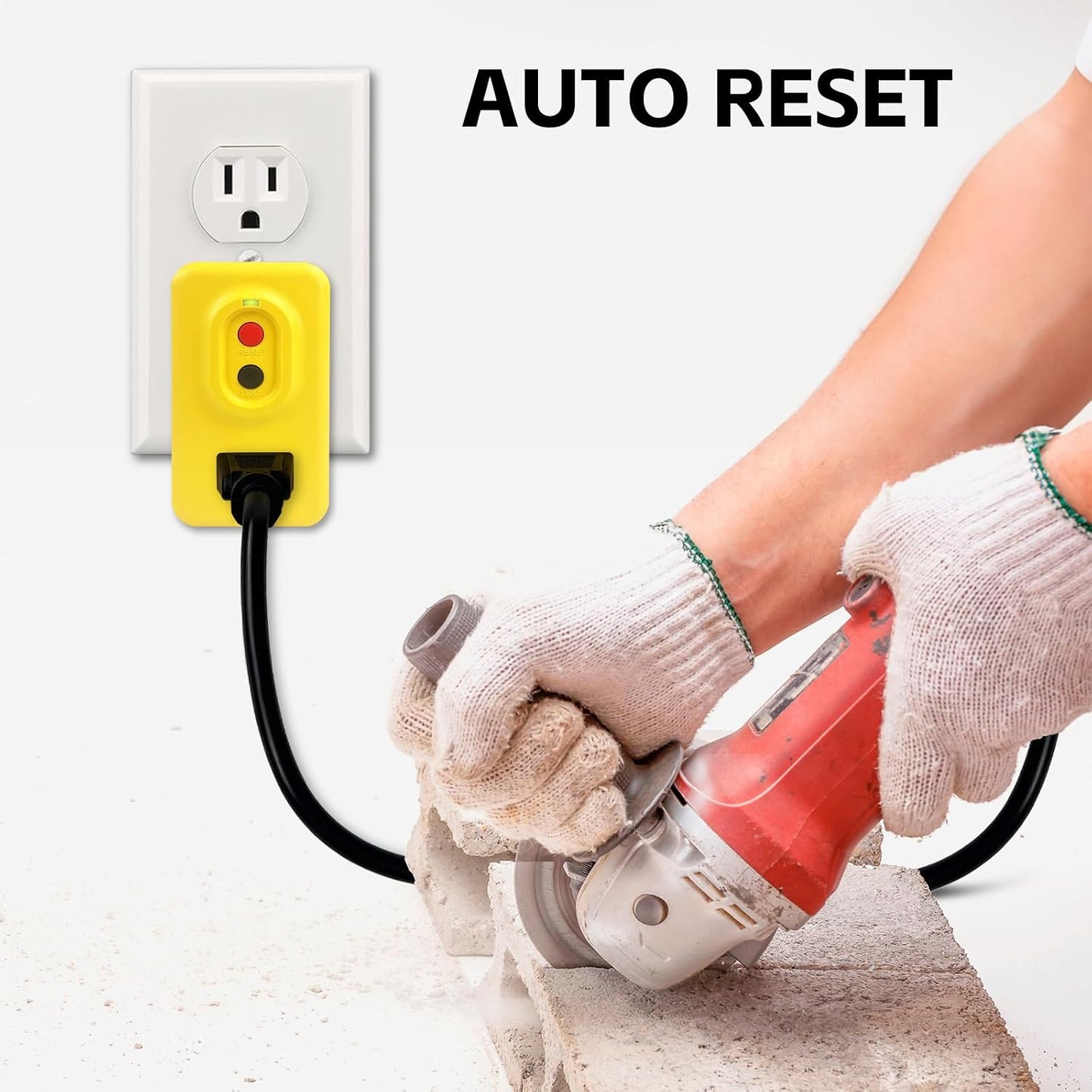 EP GFCI Adapter, 15 AMP Grounded 3-Prong Single Outlet for Indoor Use with Manual Reset, UL Listed, Yellow, 1 Pack