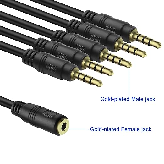 MEIRIYFA 3.5mm Headset Splitter Cable 1/8" 4-Pole/3-Rings TRRS 1 Female to 5 - Image 7