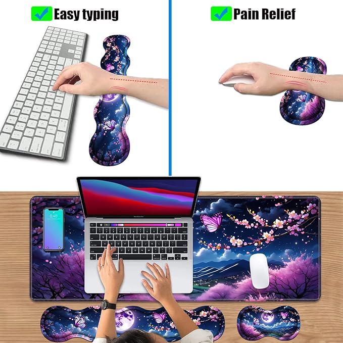 4 in 1 Ergonomic Keyboard Wrist Rest & Mouse Pad Wrist Rest Set, Large XXL - Image 6