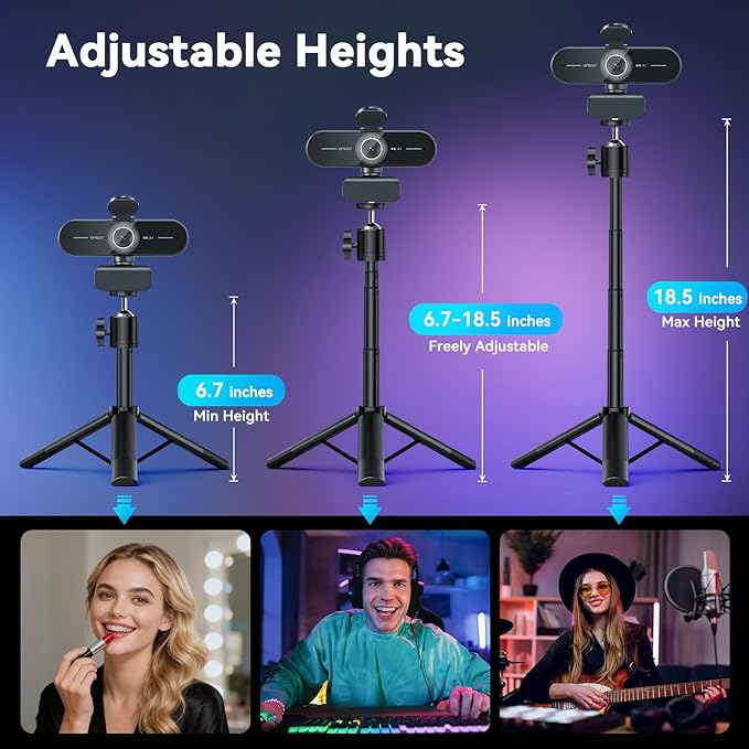 EMEET C60E 4K Webcam with Tripod, Streaming Camera with PDAF Autofocus - Image 3