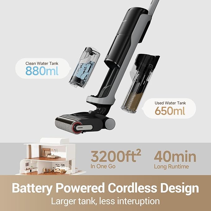 DREAME H14 Pro Wet Dry Vacuum Cleaner, 180° Lie-Flat Vacuum Mop, 140°F Washing - Image 8
