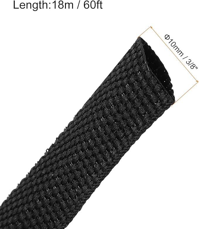 MECCANIXITY Braided Cable Sleeves Heat Shrinkable Fabric Sleeving, 3/8" 60ft - Image 2