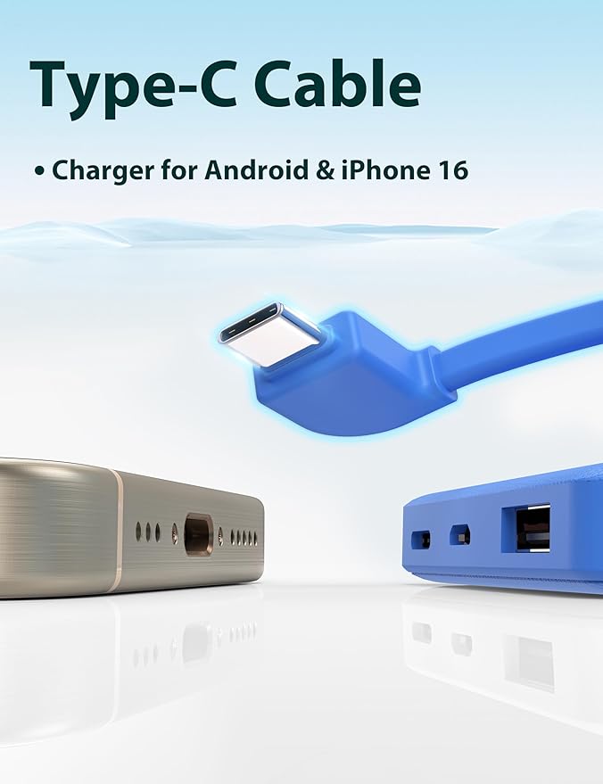 miisso 6000mah Ultra Slim Built in Cables Power Bank, Card Size Built in USB C - Image 6