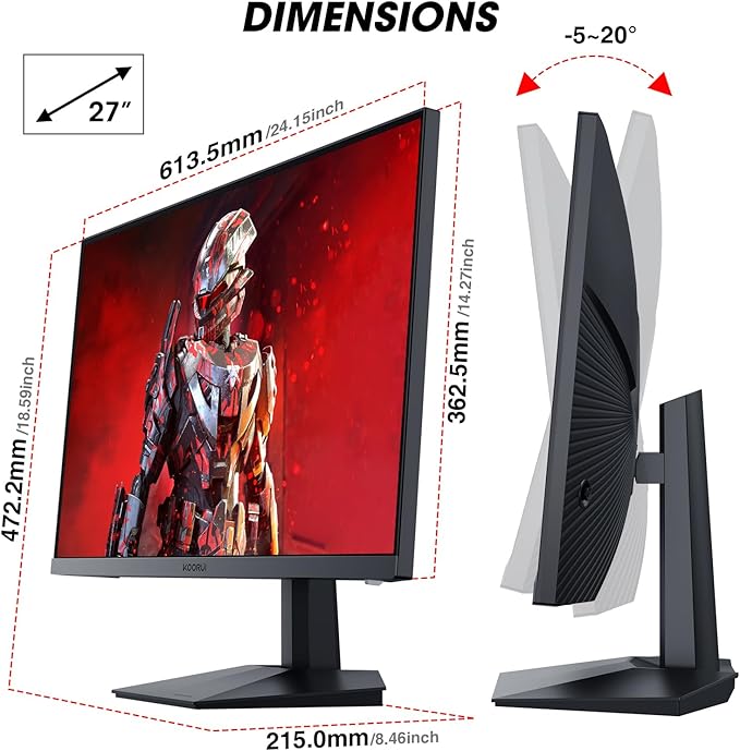 KOORUI 27 inch Gaming Monitor, 240Hz Monitor, 1ms FHD 1080p, Adaptive Sync - Image 7
