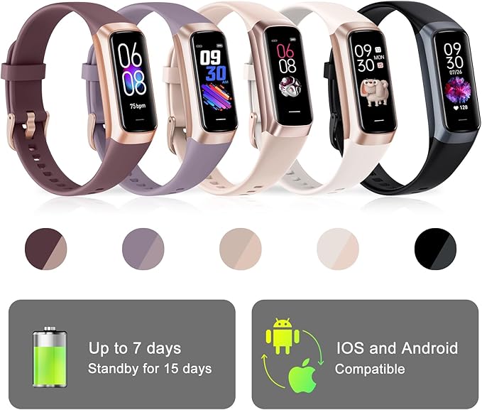 Fitness Tracker with 24/7 Heart Rate Blood Oxygen Sleep Monitor, 1.1" AMOLED - Image 7