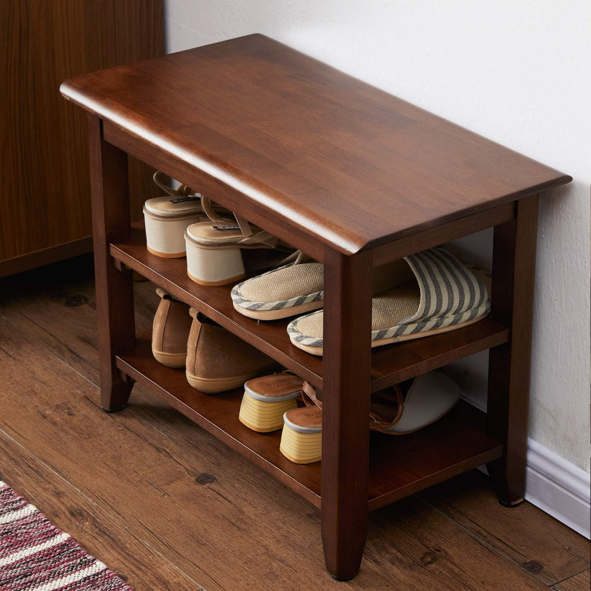 xkzg shoe rack bench wooden shoe storage bench, main product view