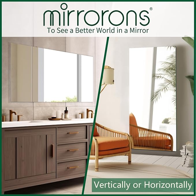 Mirrorons Large Mirror 60" x 28", Modern Rectangle Bathroom Mirror - Image 4