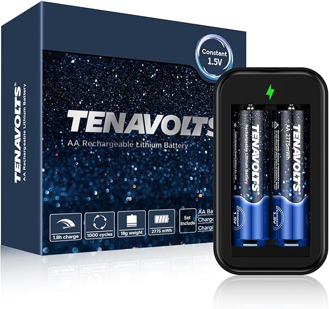 TENAVOLTS 1.5V Lithium Rechargeable AA Batteries, AA Battery by Tenavolts