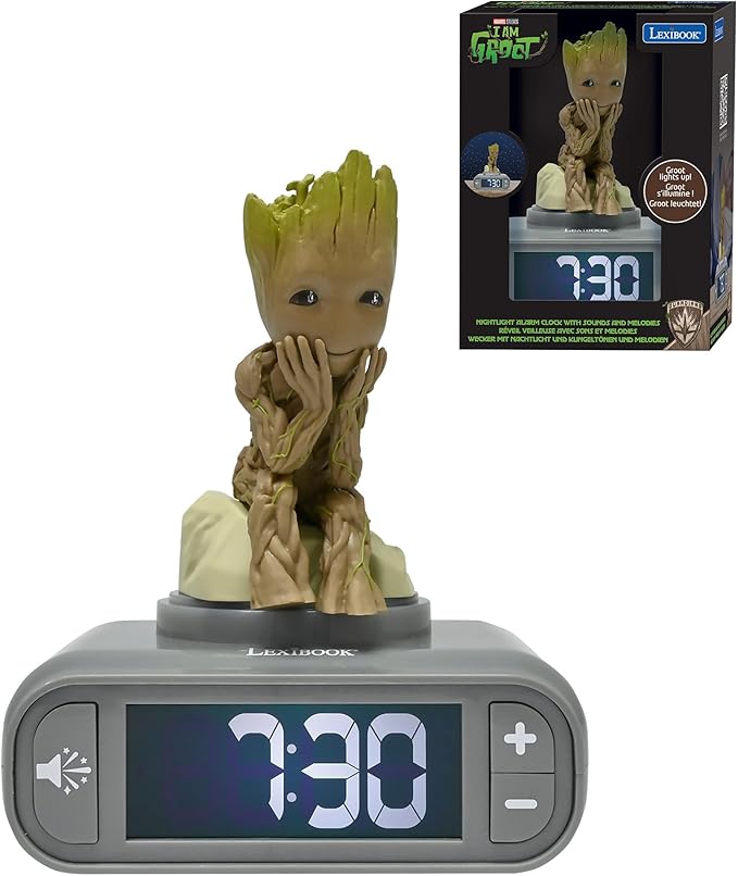 LEXiBOOK, Marvel Guardians of The Galaxy, Groot Nightlight Alarm Clock by Lexibook