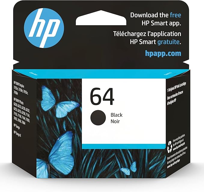 HP 64 Black Ink Cartridge | Works by HP