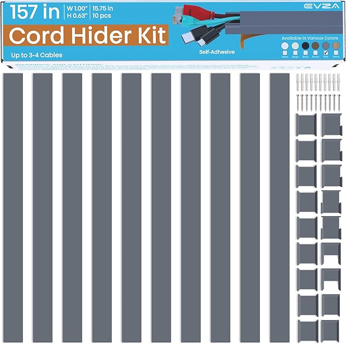 Grey Cable Cover Cord Hider - 157in Wire Hider on Wall Mounted - Image 2