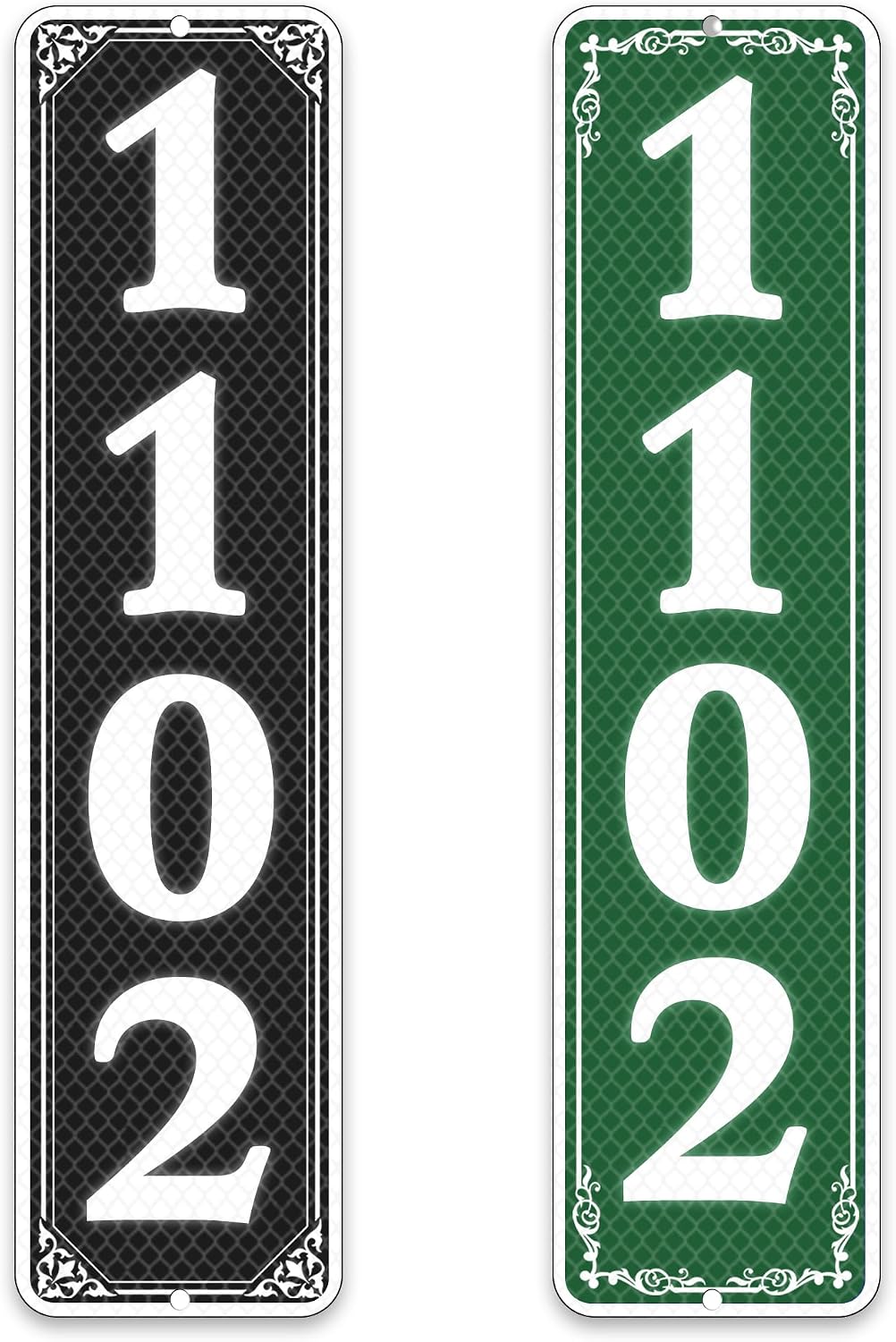 911 Reflective House Address Sign Vertical, 10"x3.15"(Dark-color) | Custom Address Number Sign for Mailbox, Porch, Driveway, Double-sied Printing Optional, Heavy-duty Aluminum, Waterproof