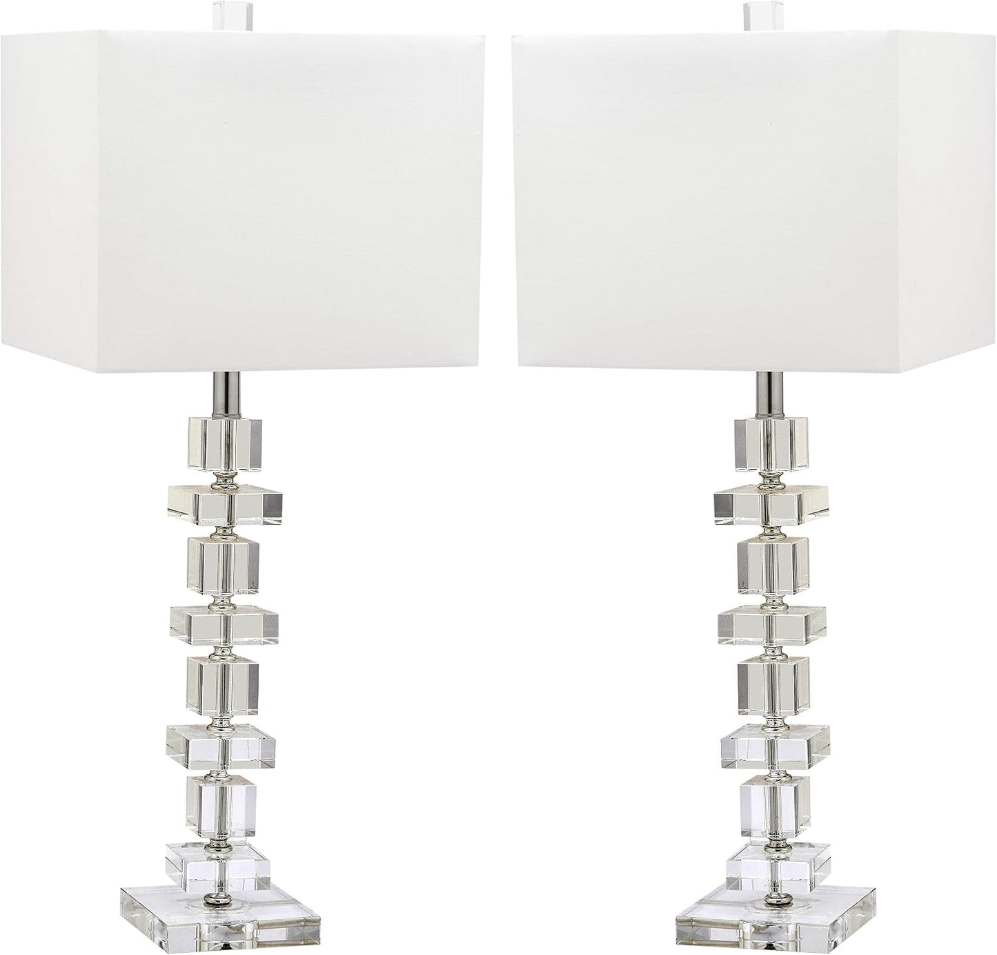 SAFAVIEH Lighting - Deco 28.5" Crystal Table Lamp Set of 2 with USB Charging Port, Chrome Bedroom Living Room Home Office Lighting, LED Bulbs Included (LIT4169A-SET2-U)