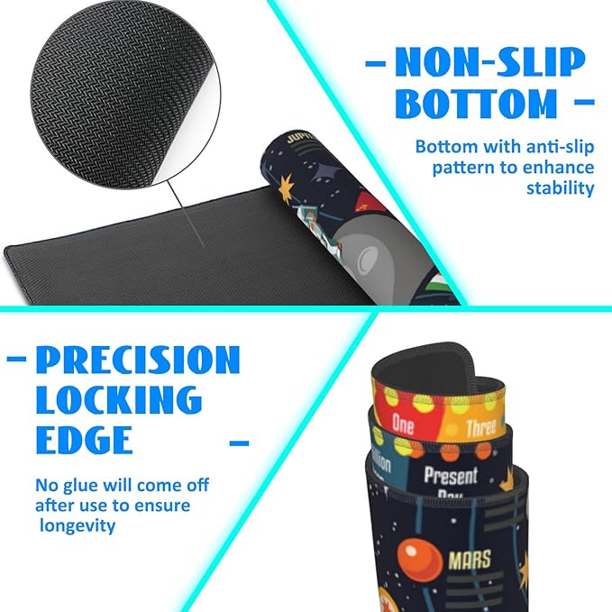 Desk Mat, 3D Solar System Galaxy Infographic Extended Gaming Mouse Pad Large - Image 6