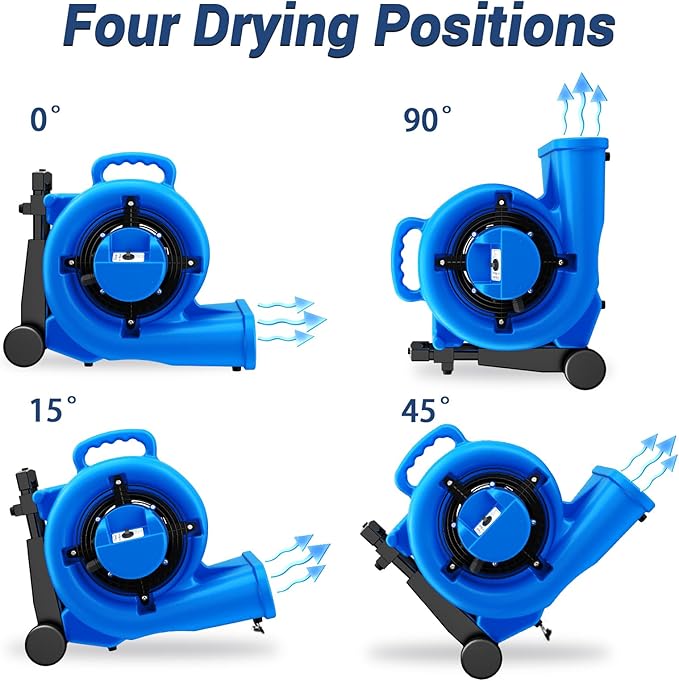 BSMTEK 5000 CFM 1HP Air Mover Blower Fan, Floor Blower Dryer - Image 3