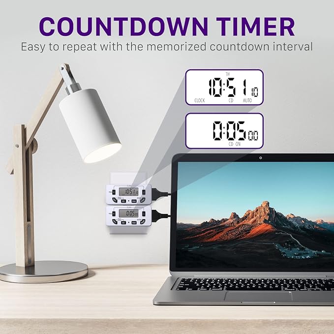 Fosmon 7 Day Digital Timers for Electrical Outlets, Indoor Plug-in Light Timers - Image 2