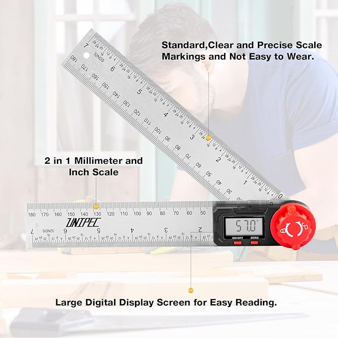 UNIPEC Digital Angle Finder Protractor, Angle Finder Ruler, Stainless steel - Image 7