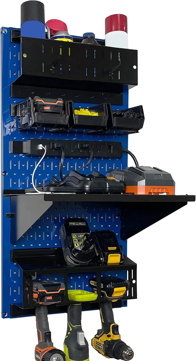 Wall Control Power Tool Storage Organizer Kit Cordless Drill Holder Charging by Wall+Control