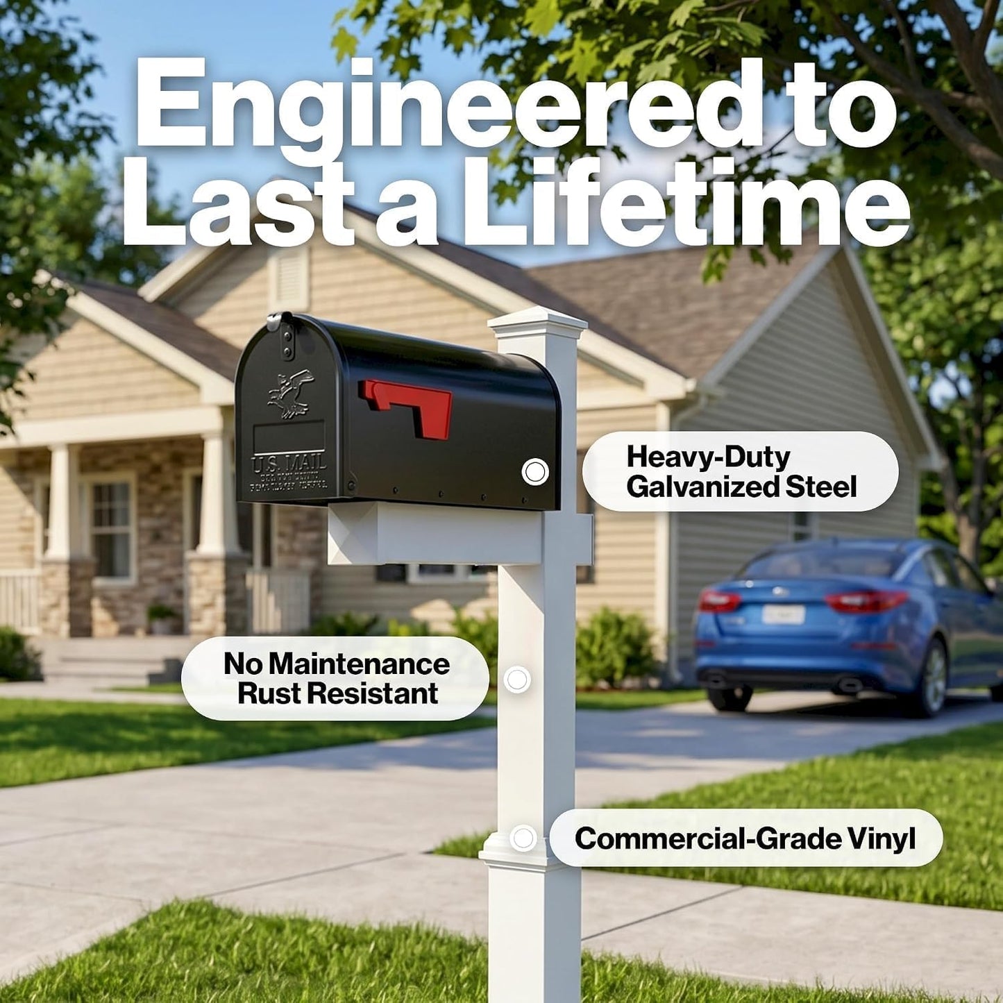 4Ever Products Fitzgerald Mailbox (Large) | Complete mailbox system includes personalized address plate. Available in large or standard size.