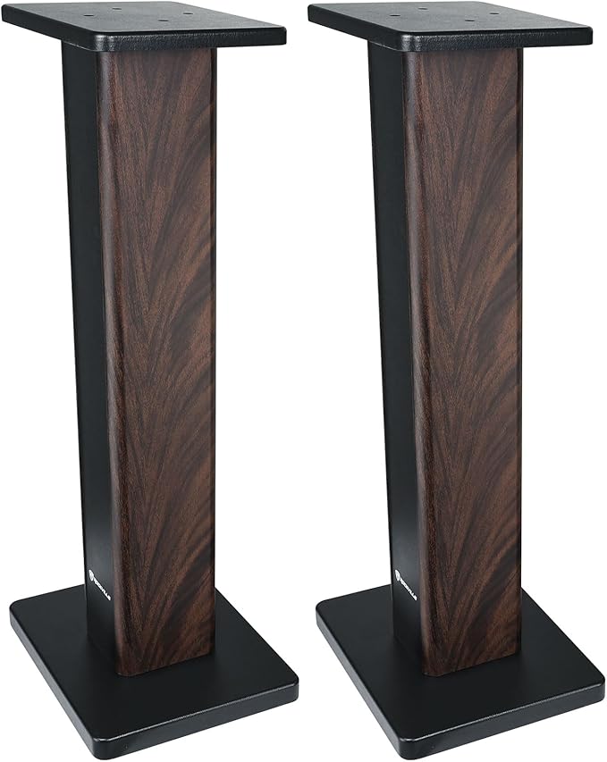Rockville Pair RHT28D 28" Bookshelf Speaker Stands, Dark Wood Grain, 60 lbs - Image 4