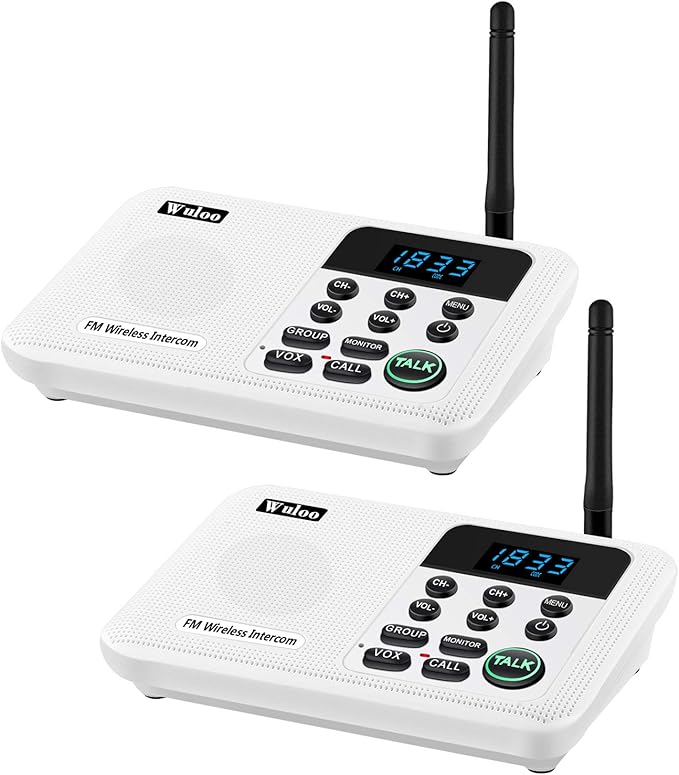 Wuloo Intercoms Wireless for Home 1 Mile Range 22 Channel 100 Digital Code by Wuloo